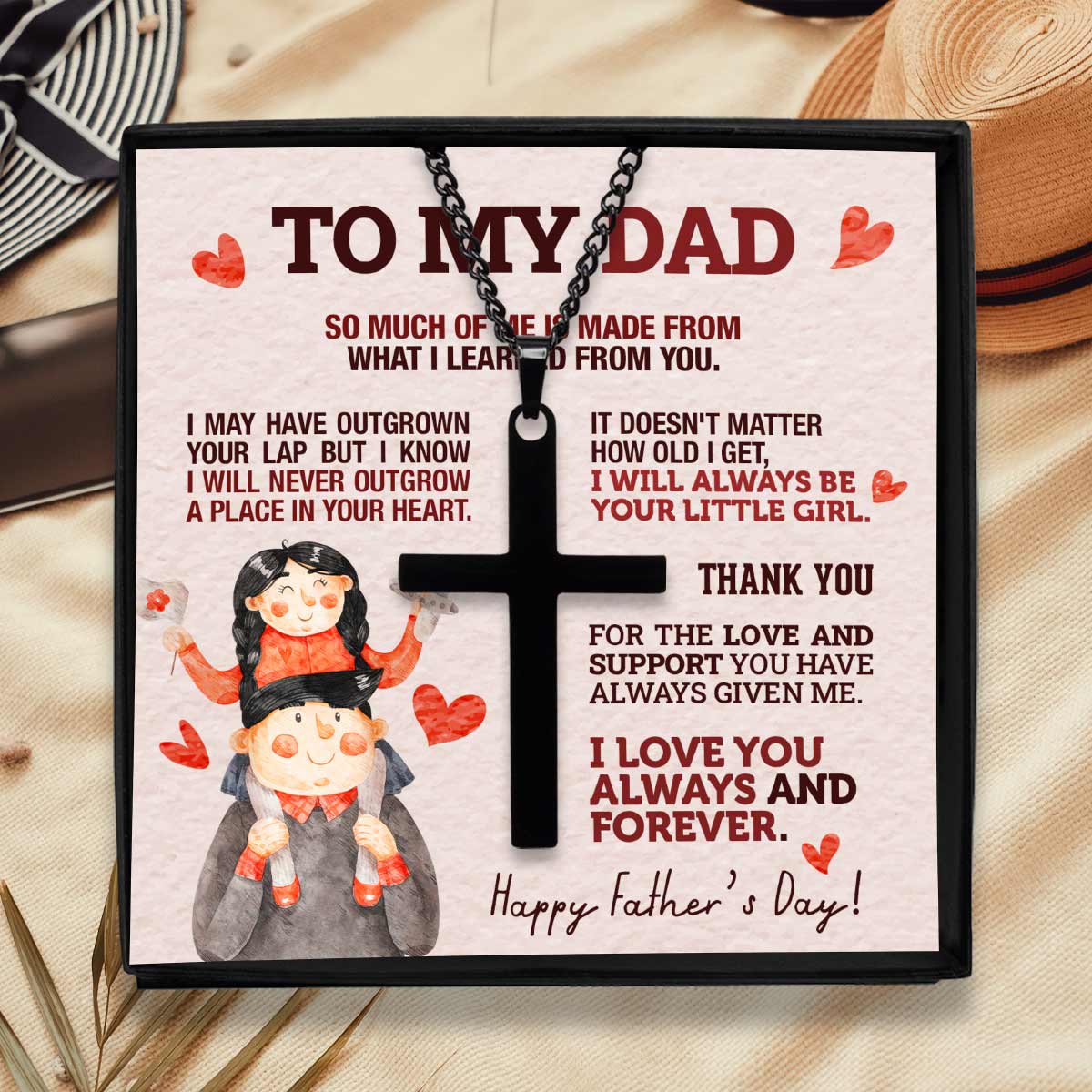 To My Dad, So Much of Me (Father's Day) - Black Cross Necklace Gift Set