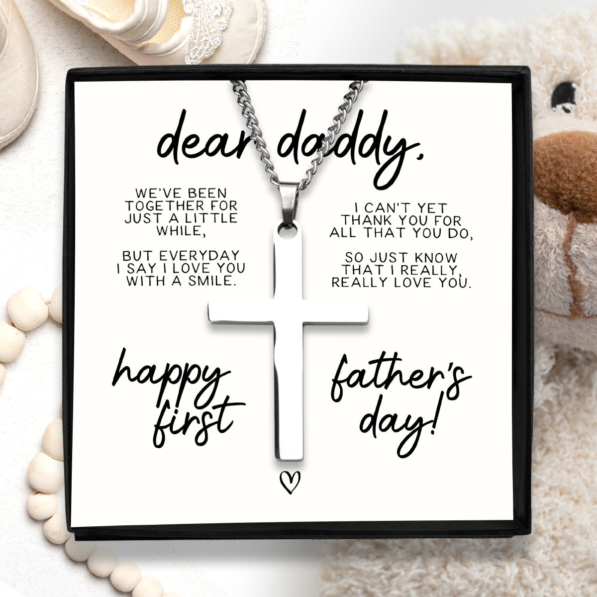 Dear Daddy, We've Been Together a Little While (Father's Day) - Silver Cross Necklace Gift Set