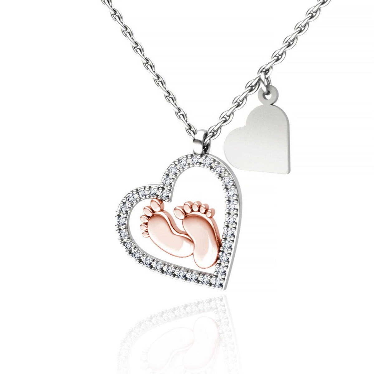 To My Mommy, I May Just Be a Bump - Baby Feet Heart Pendant Necklace Gift Set