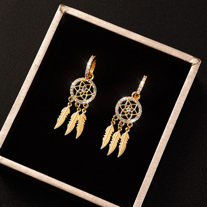 Dreamcatcher 14k Gold Earrings