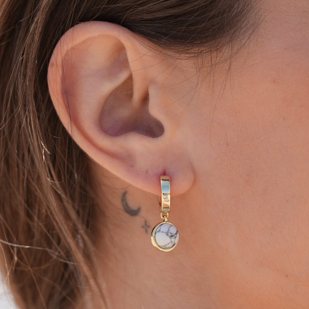 White Turquoise Mini Hoop Earrings