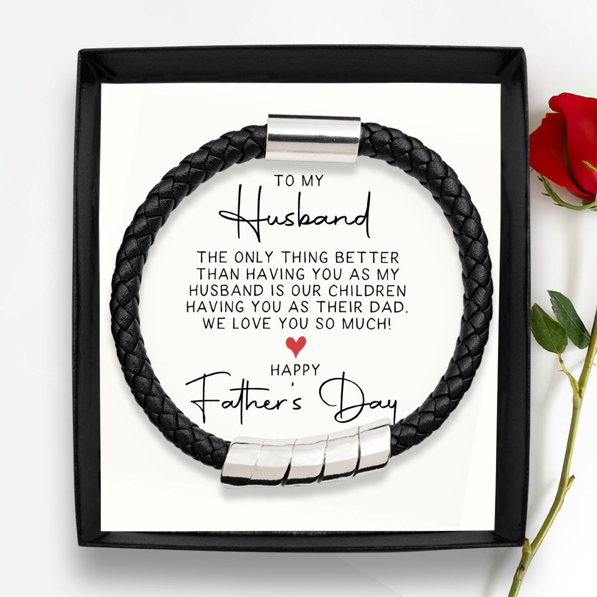 To My Husband, The Only Thing Better (Father's Day) - Men's Black Bracelet Gift Set