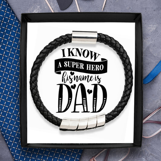 I Know a Super Hero Dad - Men's Black Bracelet Gift Set