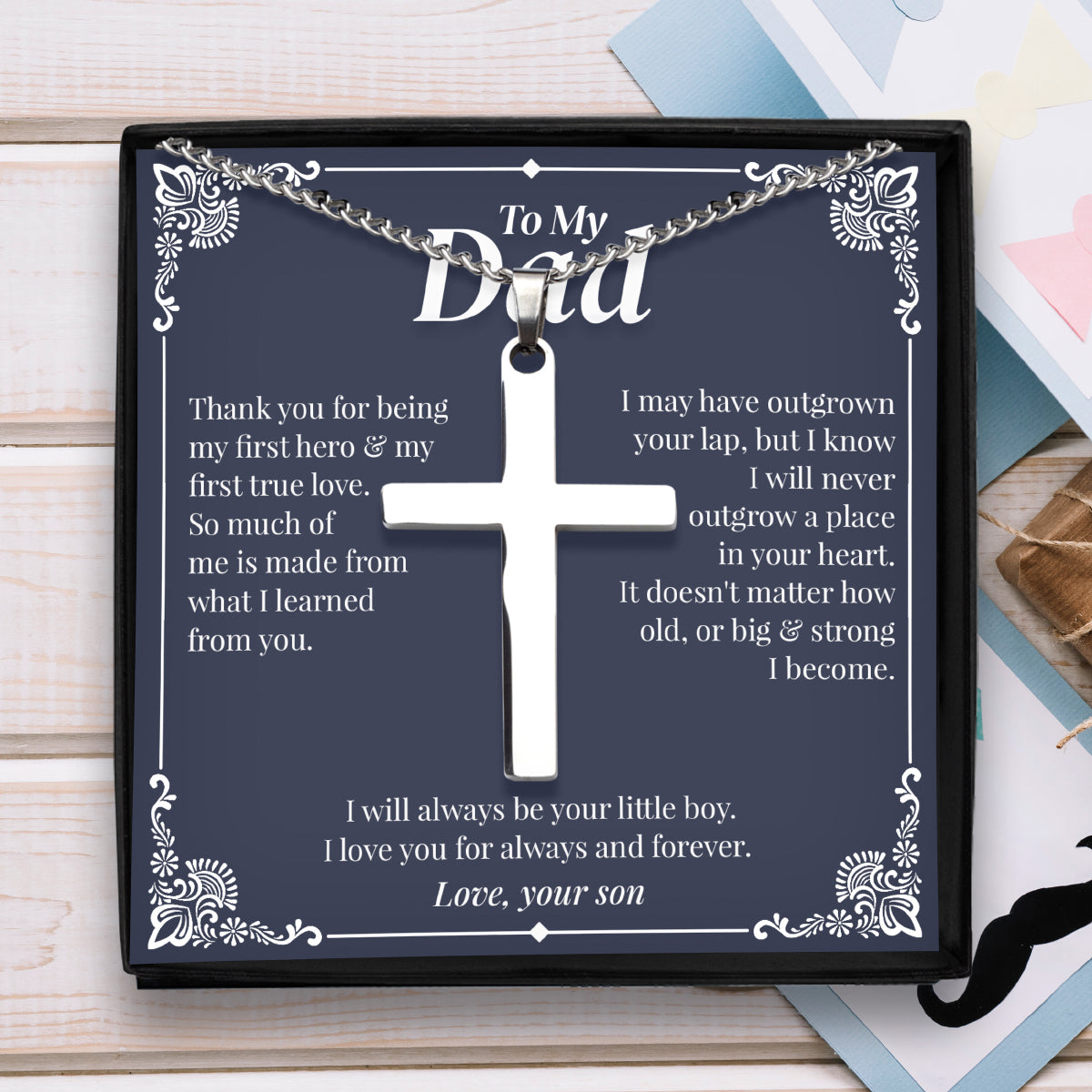 To My Dad, Thank You, From Your Daughter - Cross Necklace Gift Set