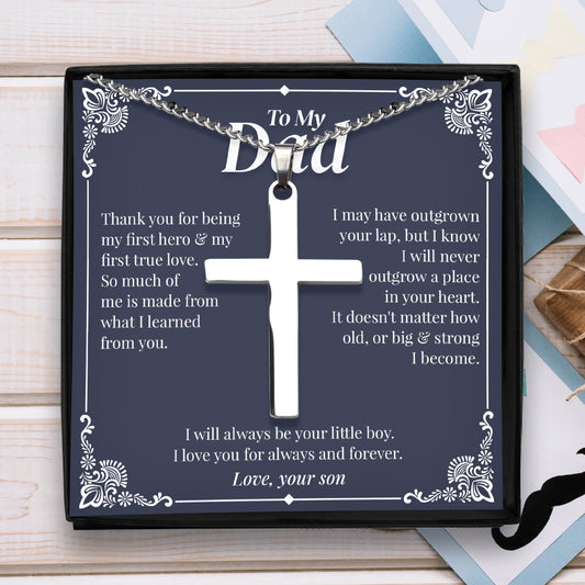 To My Dad, Thank You, From Your Son - Silver Cross Necklace Gift Set
