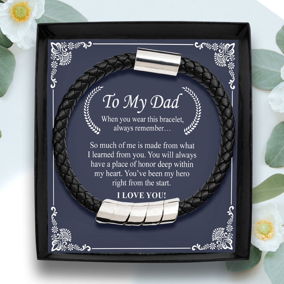To My Dad, When You Wear This - Men's Black Bracelet Gift Set