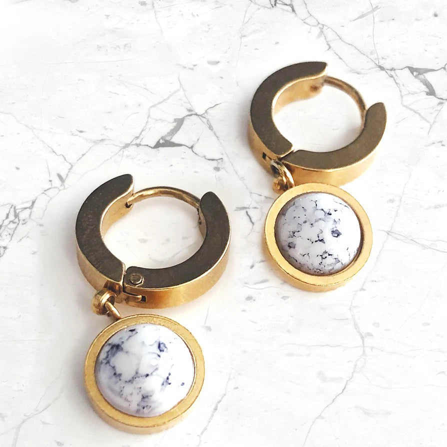 White Turquoise Mini Hoop Earrings