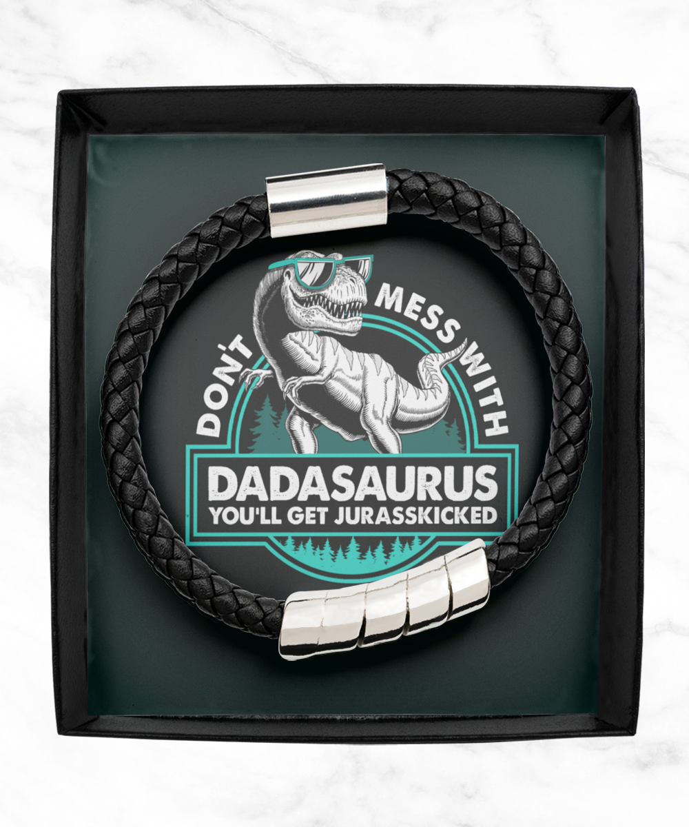 Don't Mess with Dadasaurus - Men's Black Bracelet Gift Set