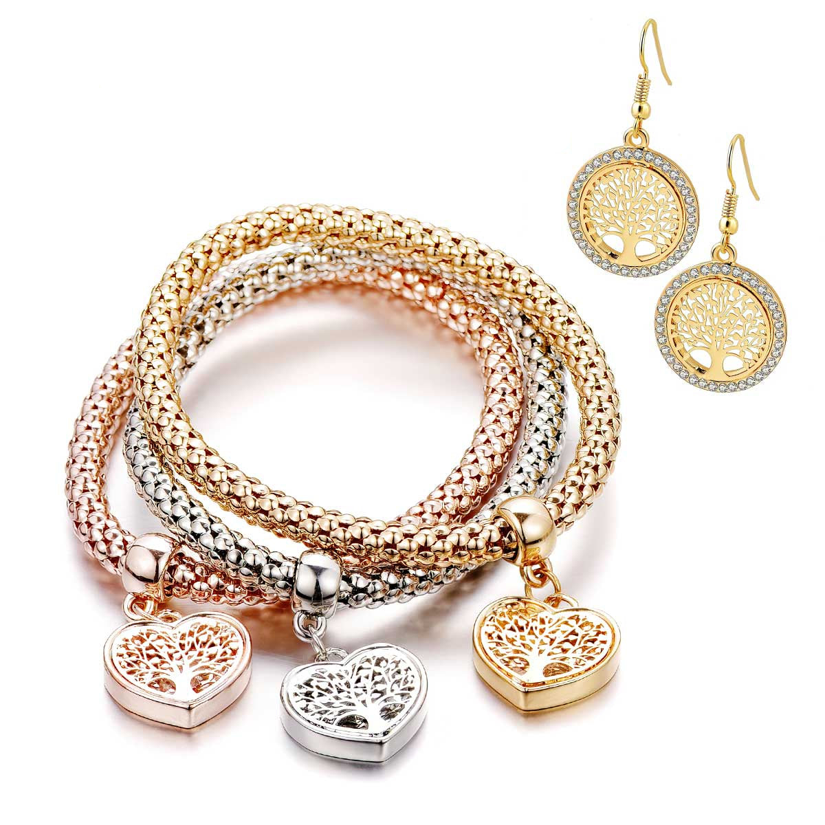 Tree of Life Heart Edition Charm Bracelet With Free Matching Earrings ($30 Value)