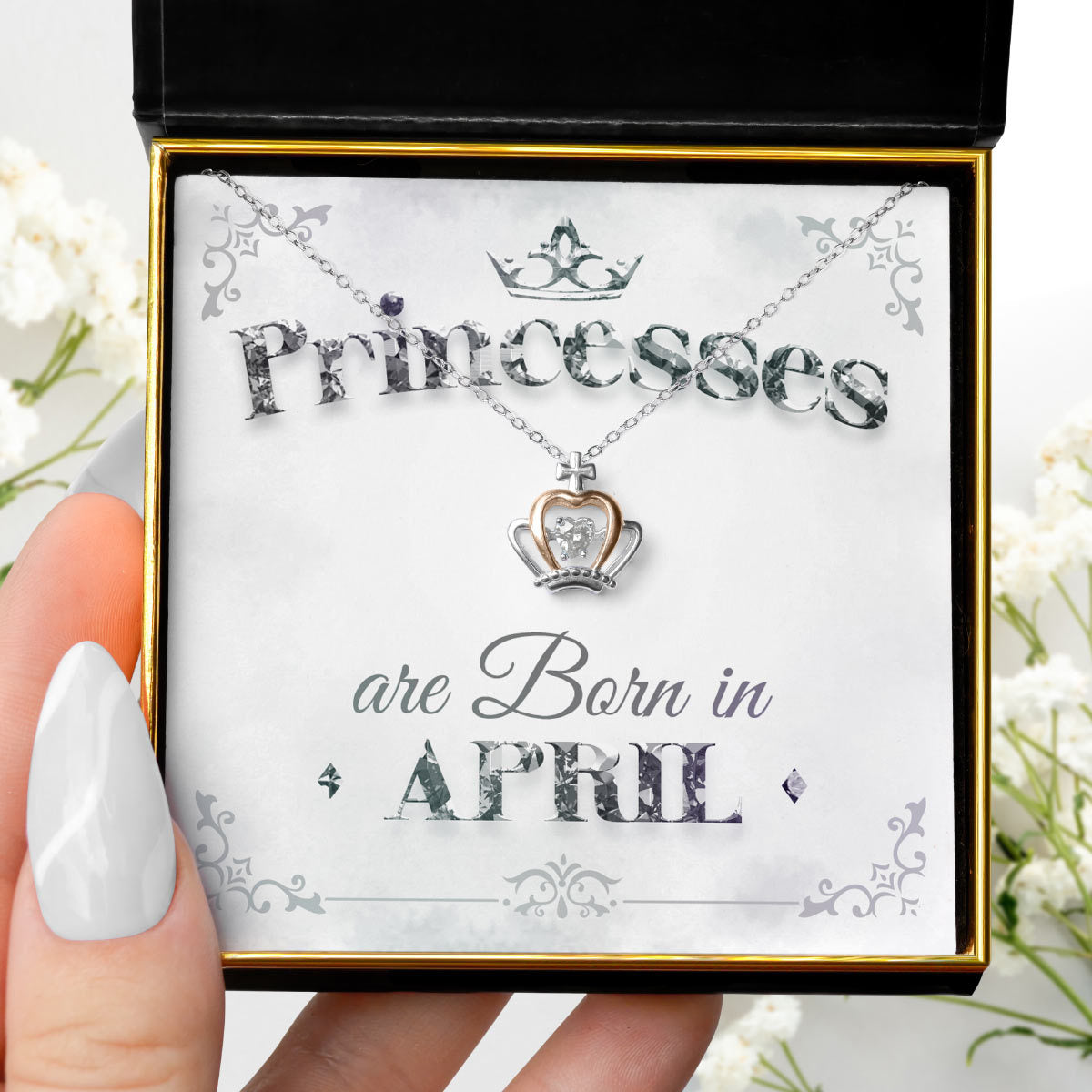 Princesses Are Born - Luxe Crown Necklace Gift Set