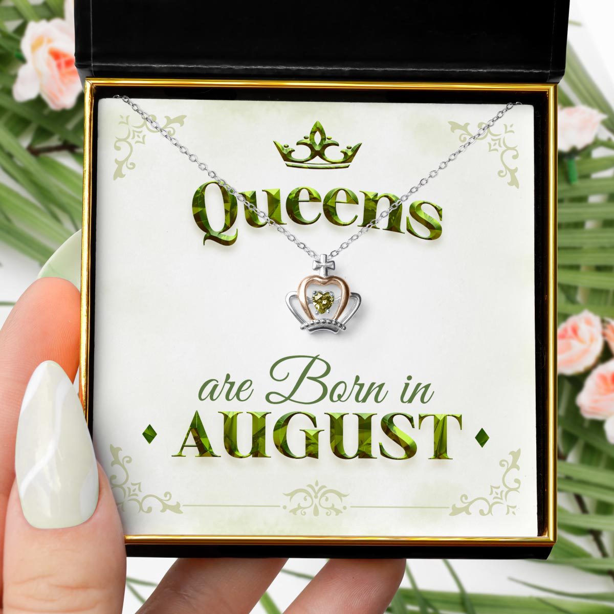 Queens Are Born - Luxe Crown Birthstone Necklace Gift Set