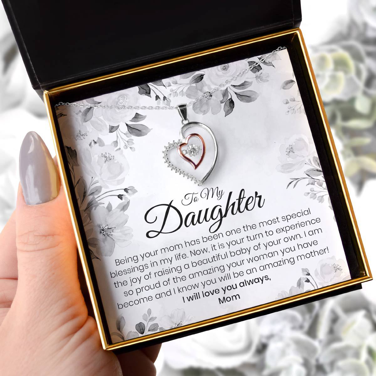 To My Daughter, Being Your Mom- Luxe Heart Necklace Gift Set