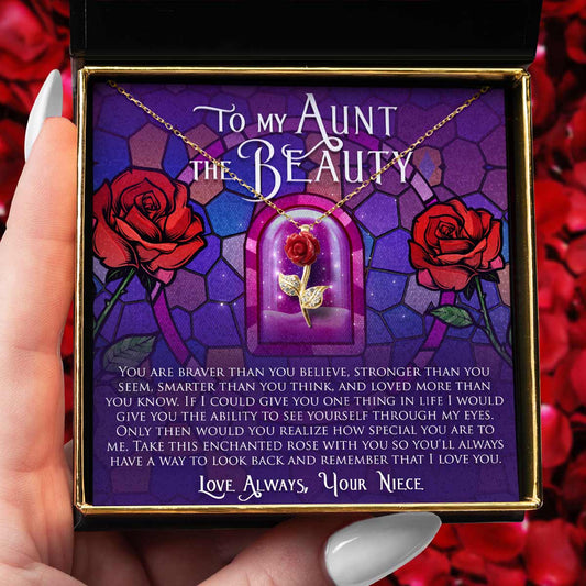 To My Aunt the Beauty - Red Rose Necklace Gift Set