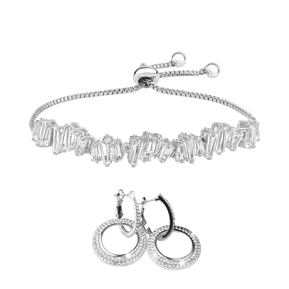 Hollywood Hoops Crystal Double Hoop Earrings with Free Matching Bracelet ($30 Value)