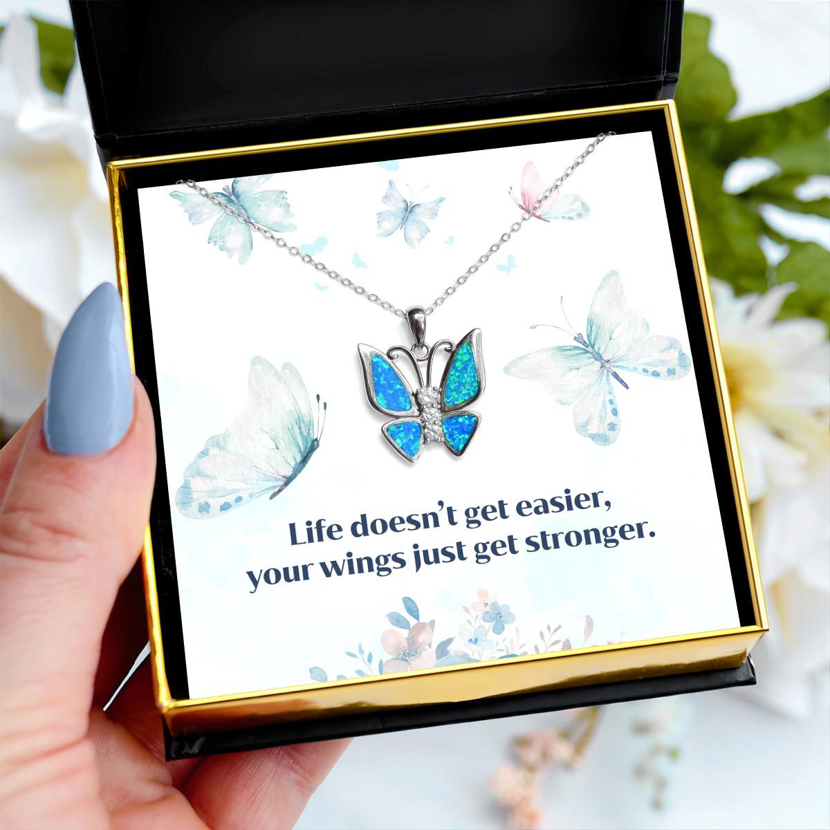 Butterfly Wings - Fire Opal Butterfly Necklace