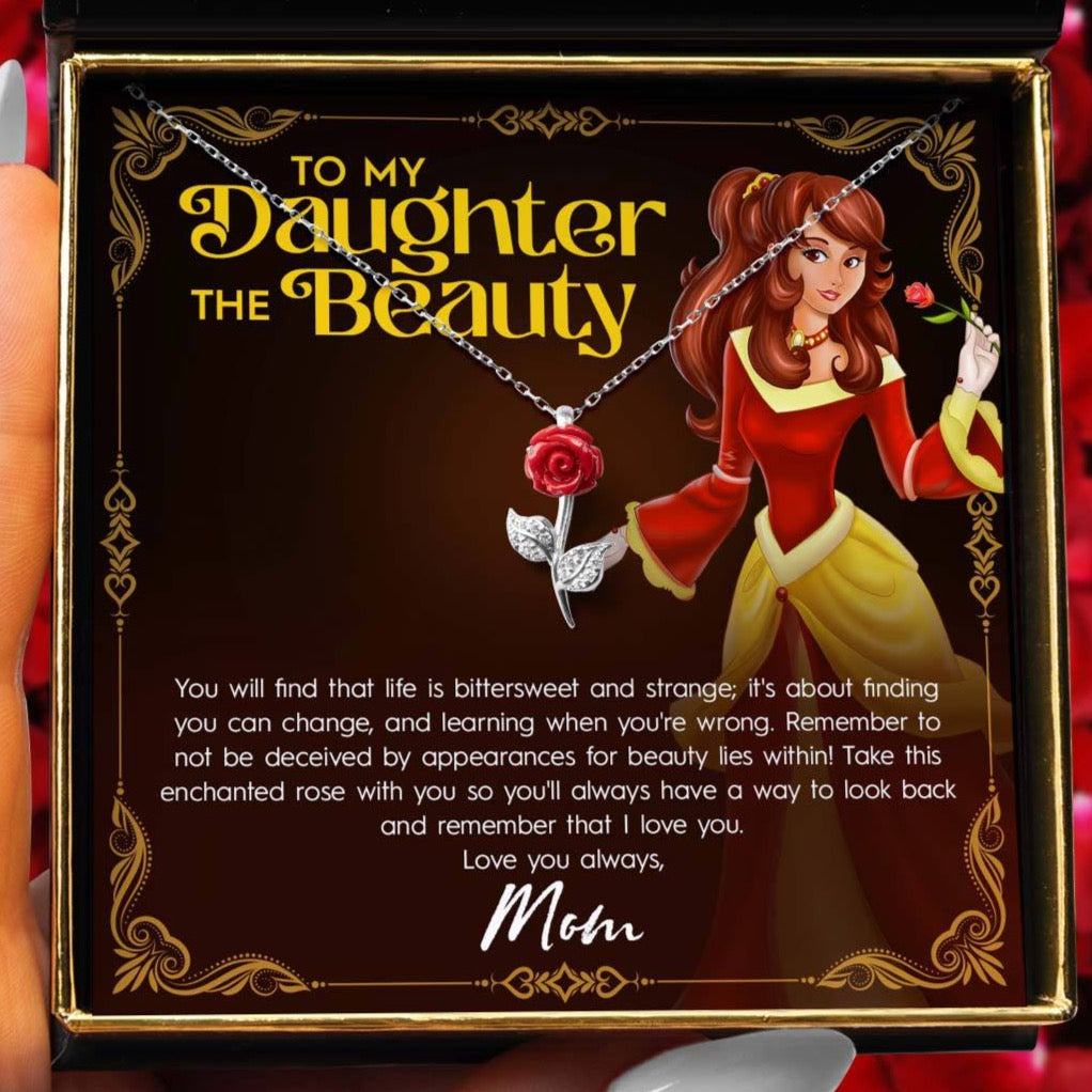 To My Daughter the Beauty, Life is Bittersweet - Red Rose Necklace Gift Set