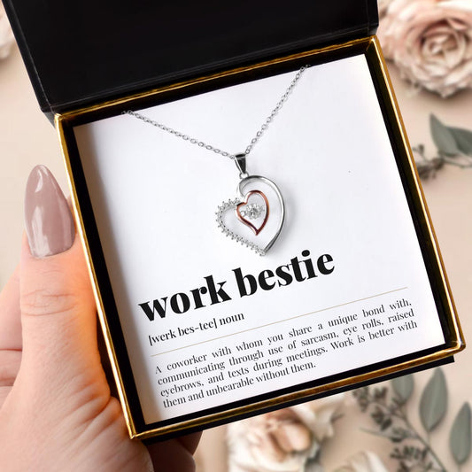 Work Bestie Noun - Luxe Heart Necklace Gift Set