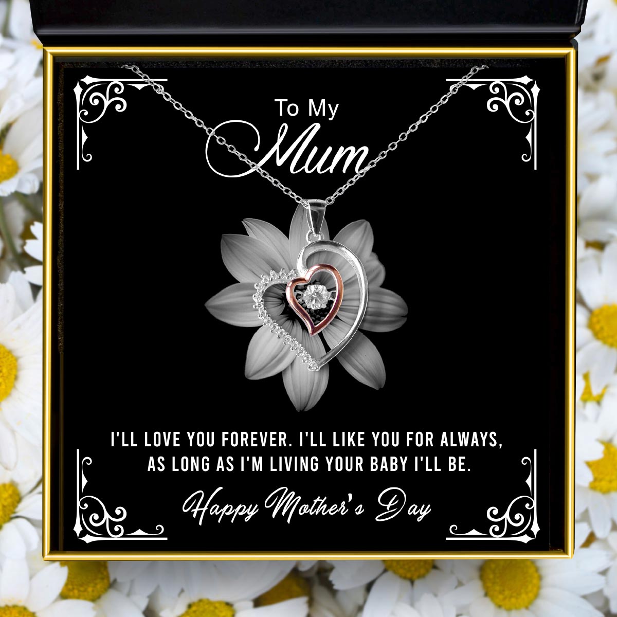 To My Mum, Happy Mother's Day - Luxe Heart Necklace Gift Set