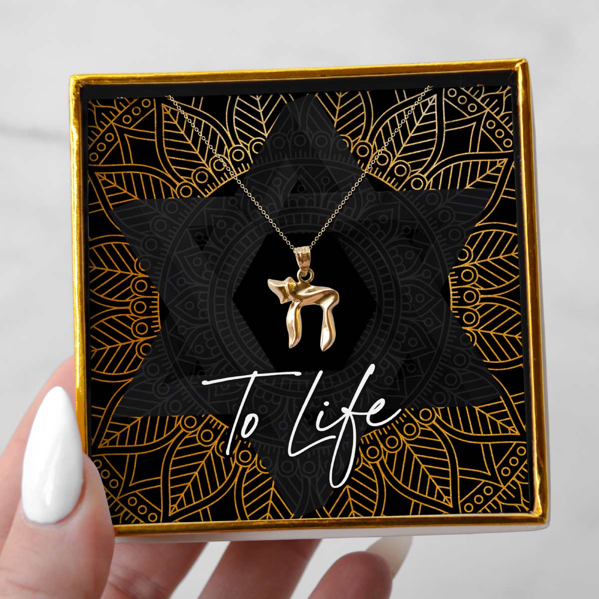 To Life - Solid Gold Chai Necklace Gift Set