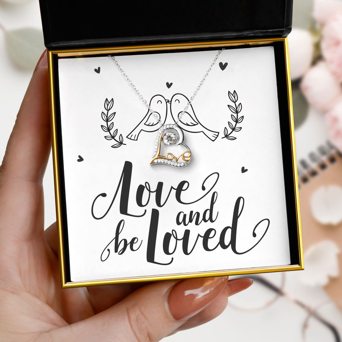 Love and Be Loved - Dancing Crystal Love Heart Necklace Gift Set