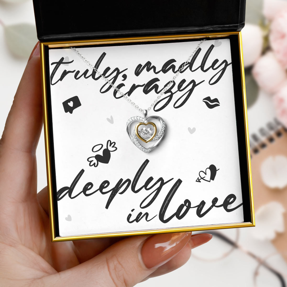 Crazy in Love - Dancing Crystal Twisted Heart Necklace Gift Set