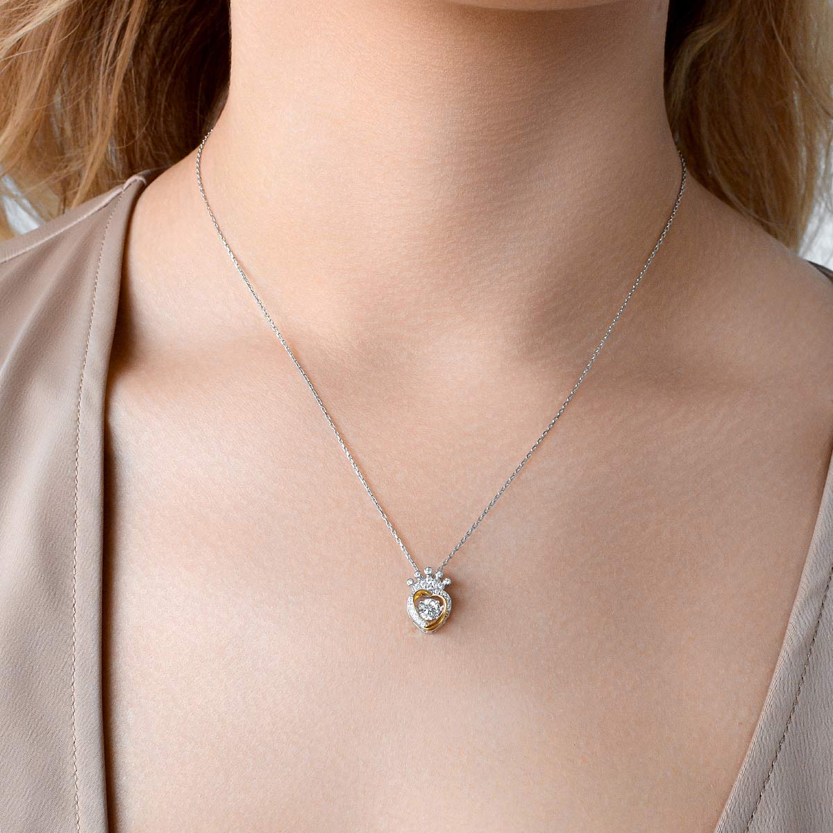 Crown of Courage - Dancing Crystal Heart Crown Necklace Gift Set