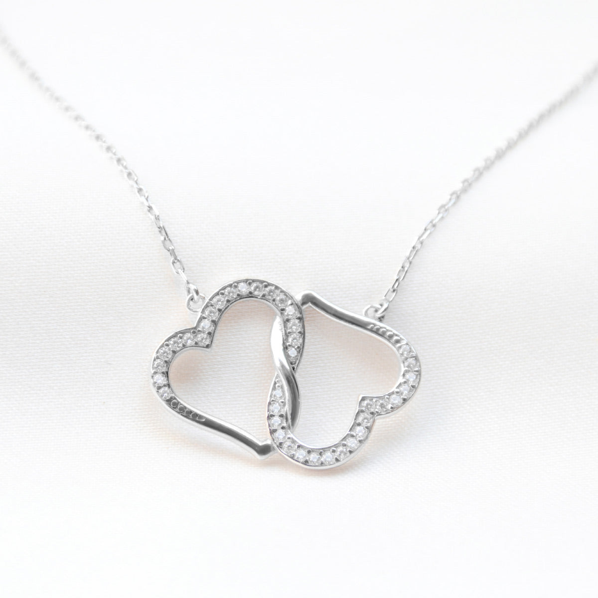 To My Snow Princess - Joined Hearts Silver Necklace Gift Set