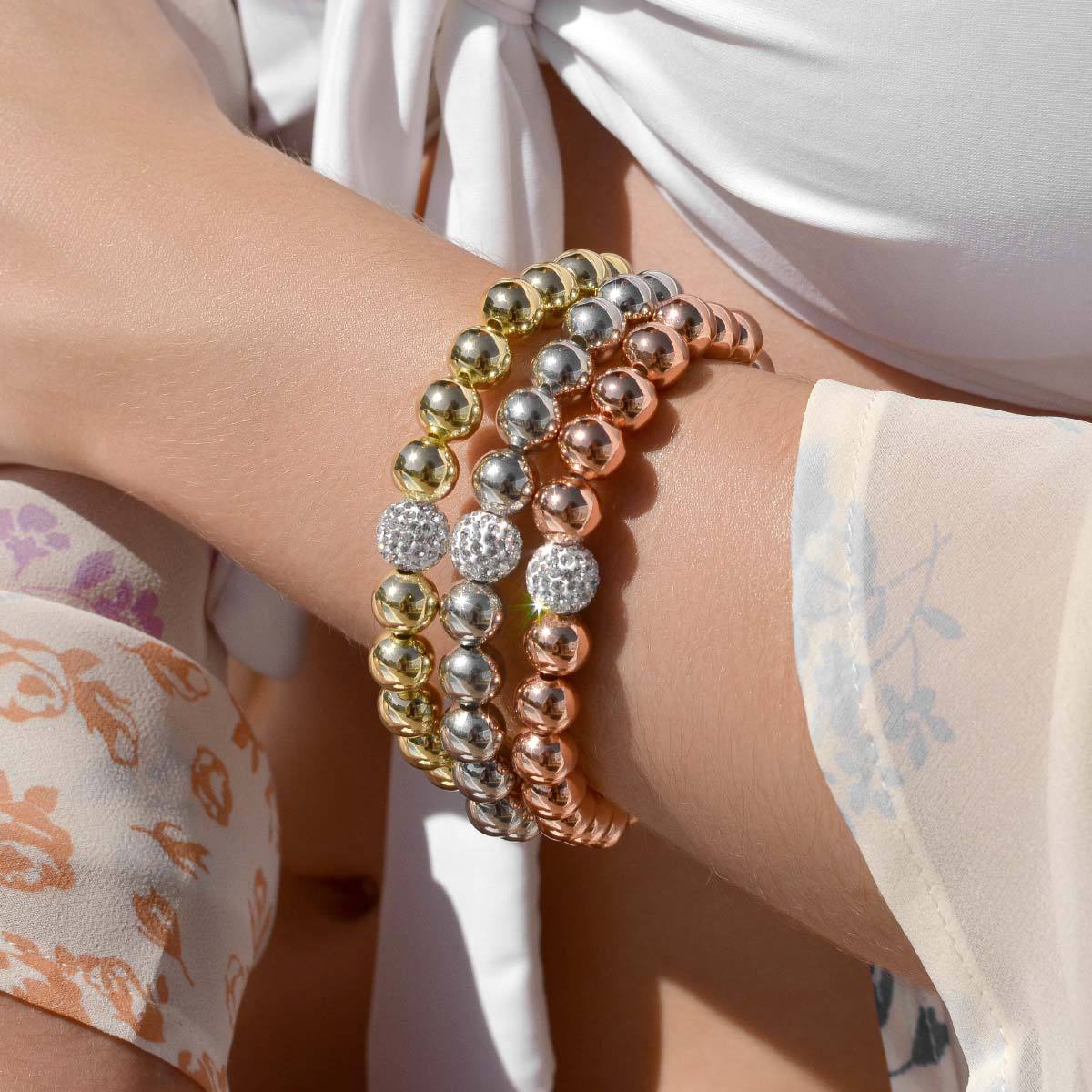 Putting on the Glitz Tri-tone 3 Pc Bracelet Stack