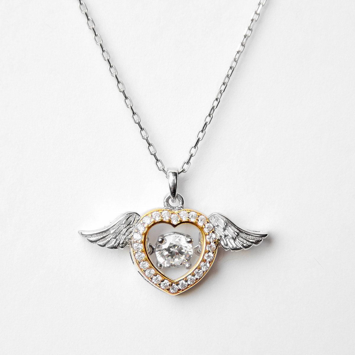 Mama of an Angel - Dancing Crystal Angel Wings Necklace Gift Set