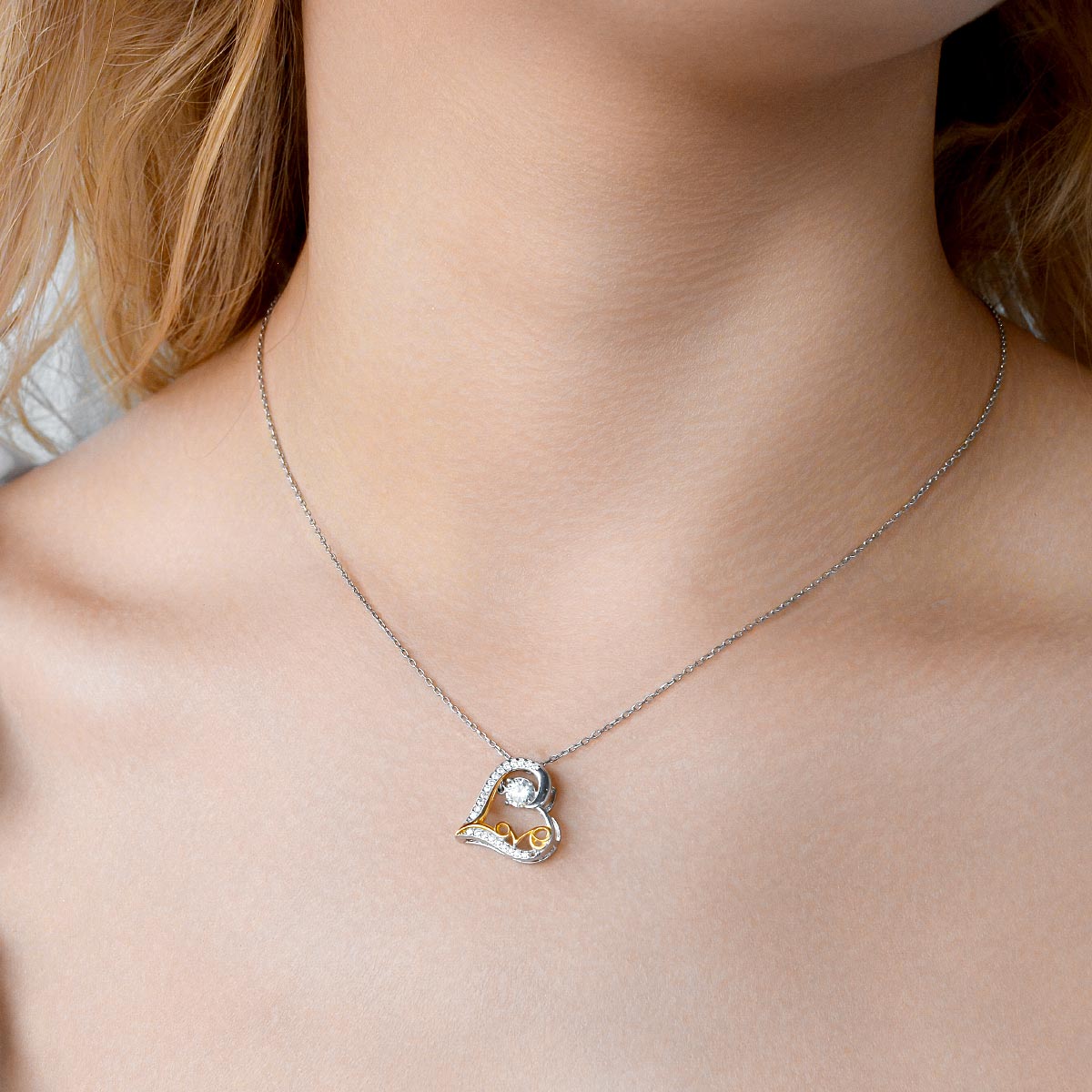 To My Snow Princess, From Mom - Dancing Crystal Love Heart Necklace Gift Set