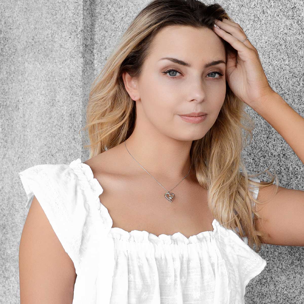 One Love - Dancing Crystal Double Heart Necklace Gift Set