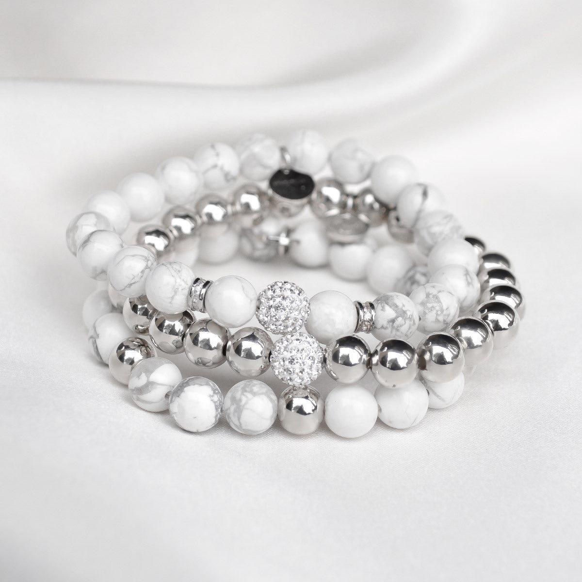 White Turquoise Snow Kissed 3 Pc Bracelet Stack