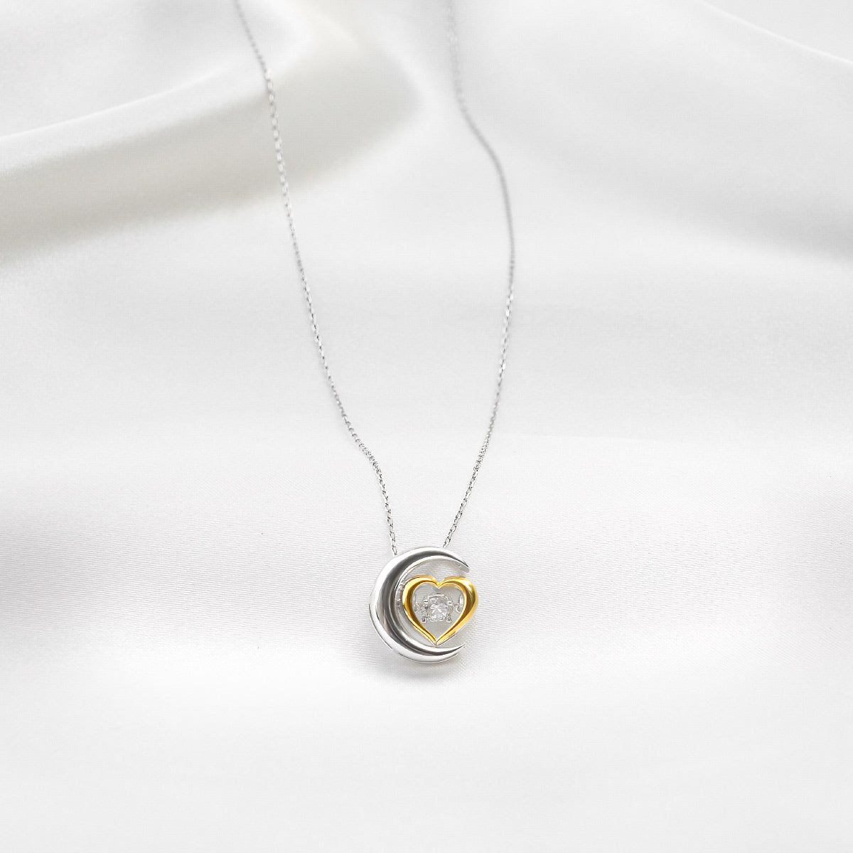 Shoot for the Moon - Dancing Crystal Moon Heart Necklace Gift Set