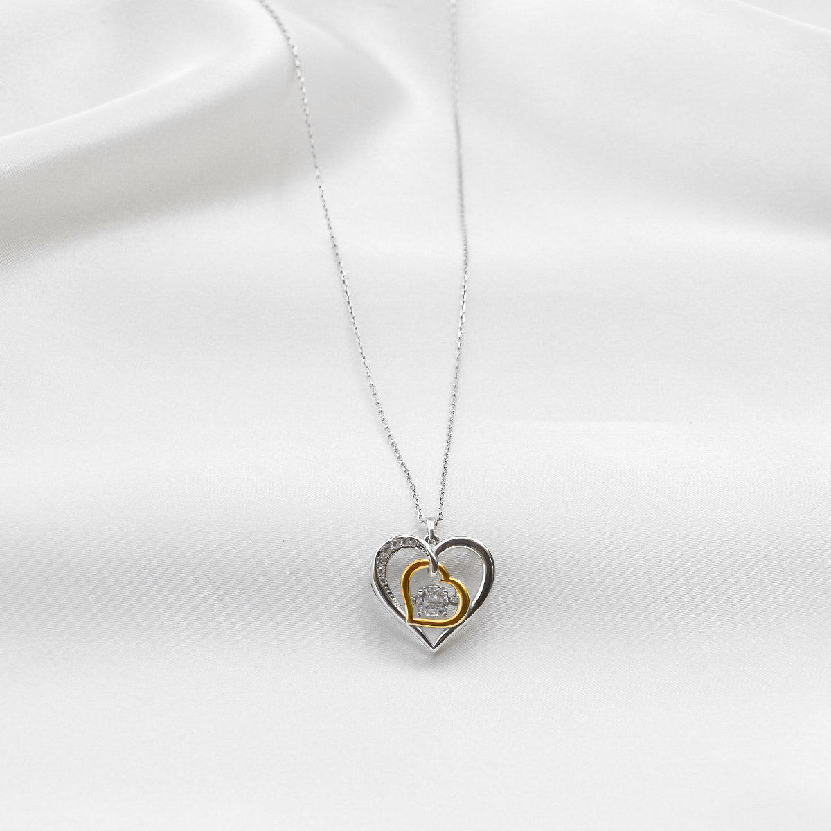 One Love - Dancing Crystal Double Heart Necklace Gift Set