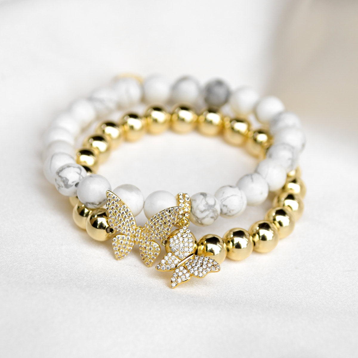 Aphrodites Window Box - Gilded Butterflies Beaded Bracelet Set