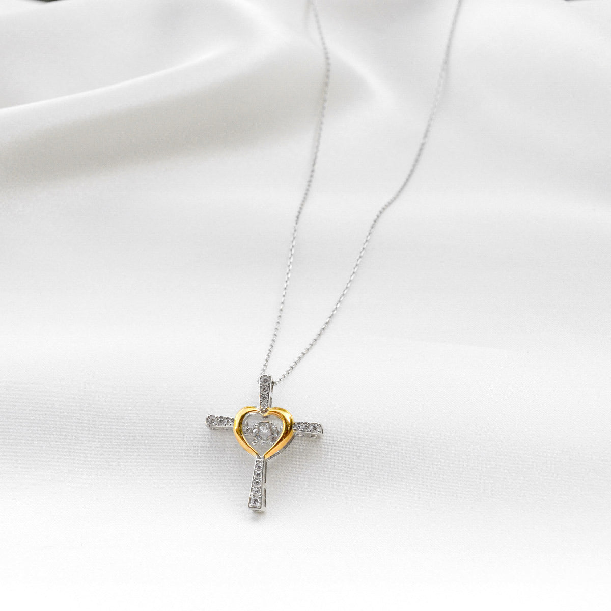 Sorry For Your Loss - Dancing Crystal Heart Cross Necklace Gift Set