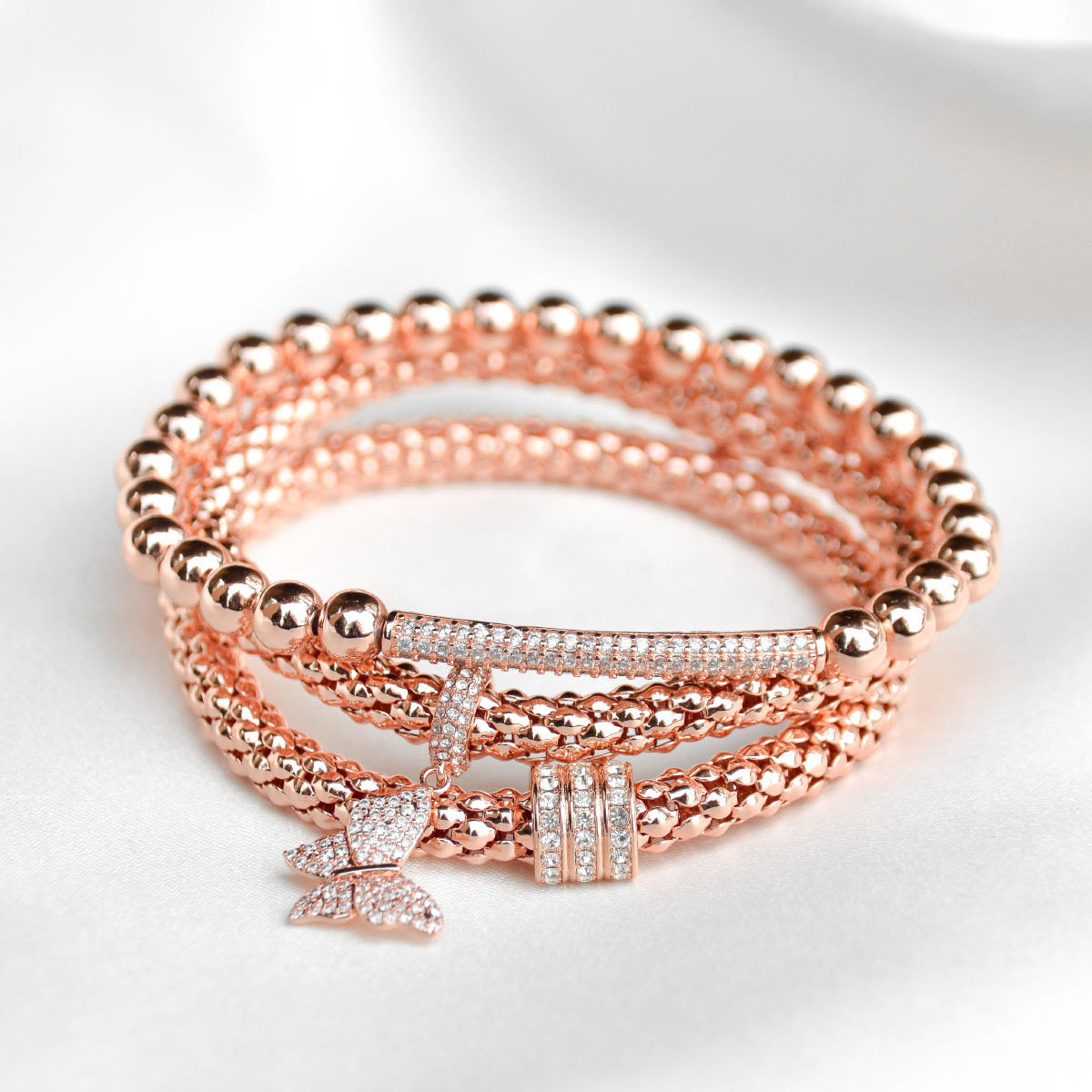 Bejeweled Pave Butterfly Bracelet Set