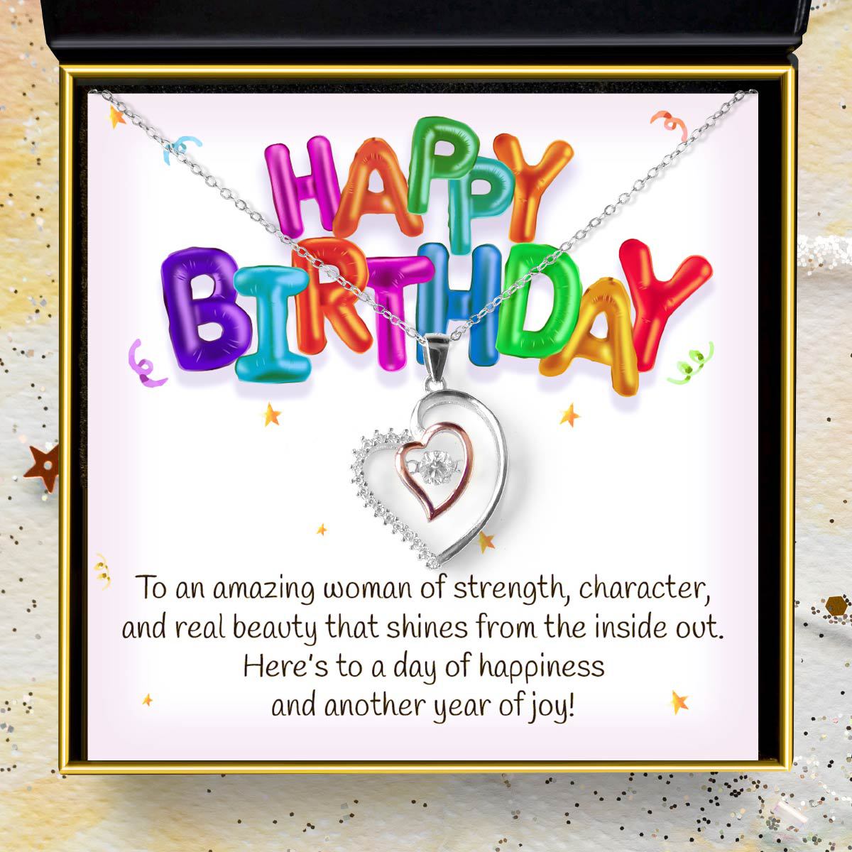 Happy Birthday To An Amazing Woman - Luxe Heart Necklace Gift Set