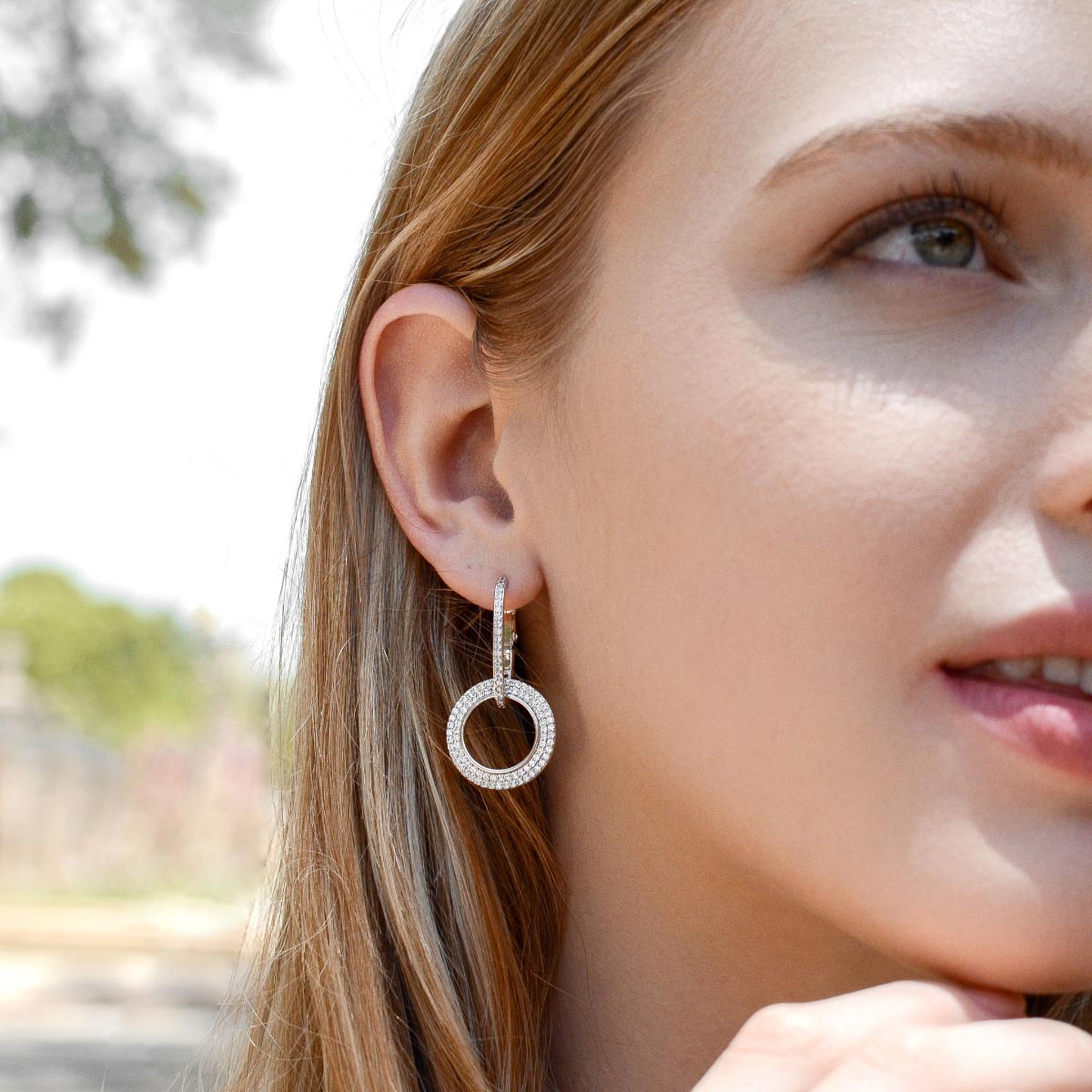 Hollywood Hoops Crystal Double Hoop Earrings with Free Matching Bracelet ($30 Value)