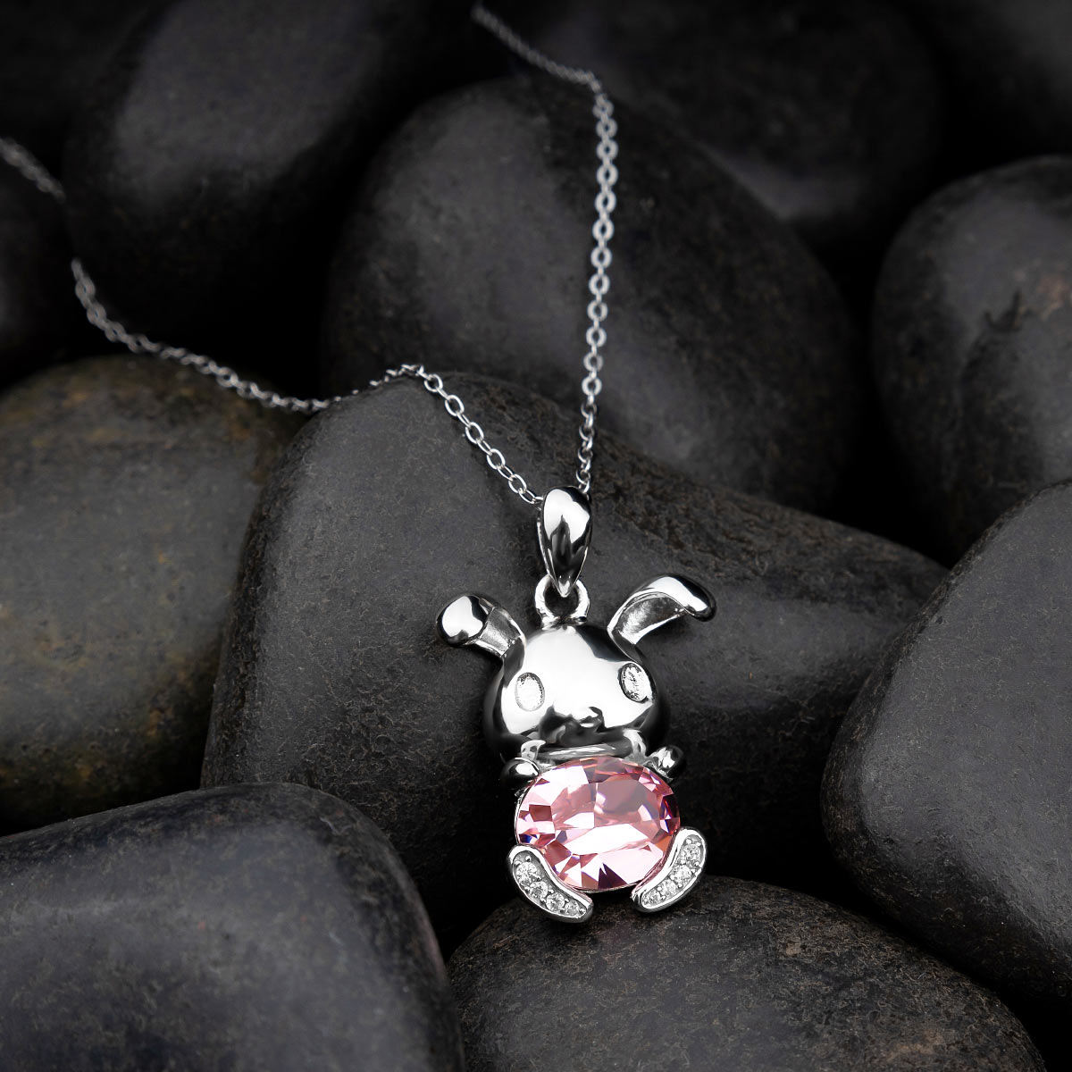 Swarovski Crystal Spirit Animal Bunny Necklace Gift Set