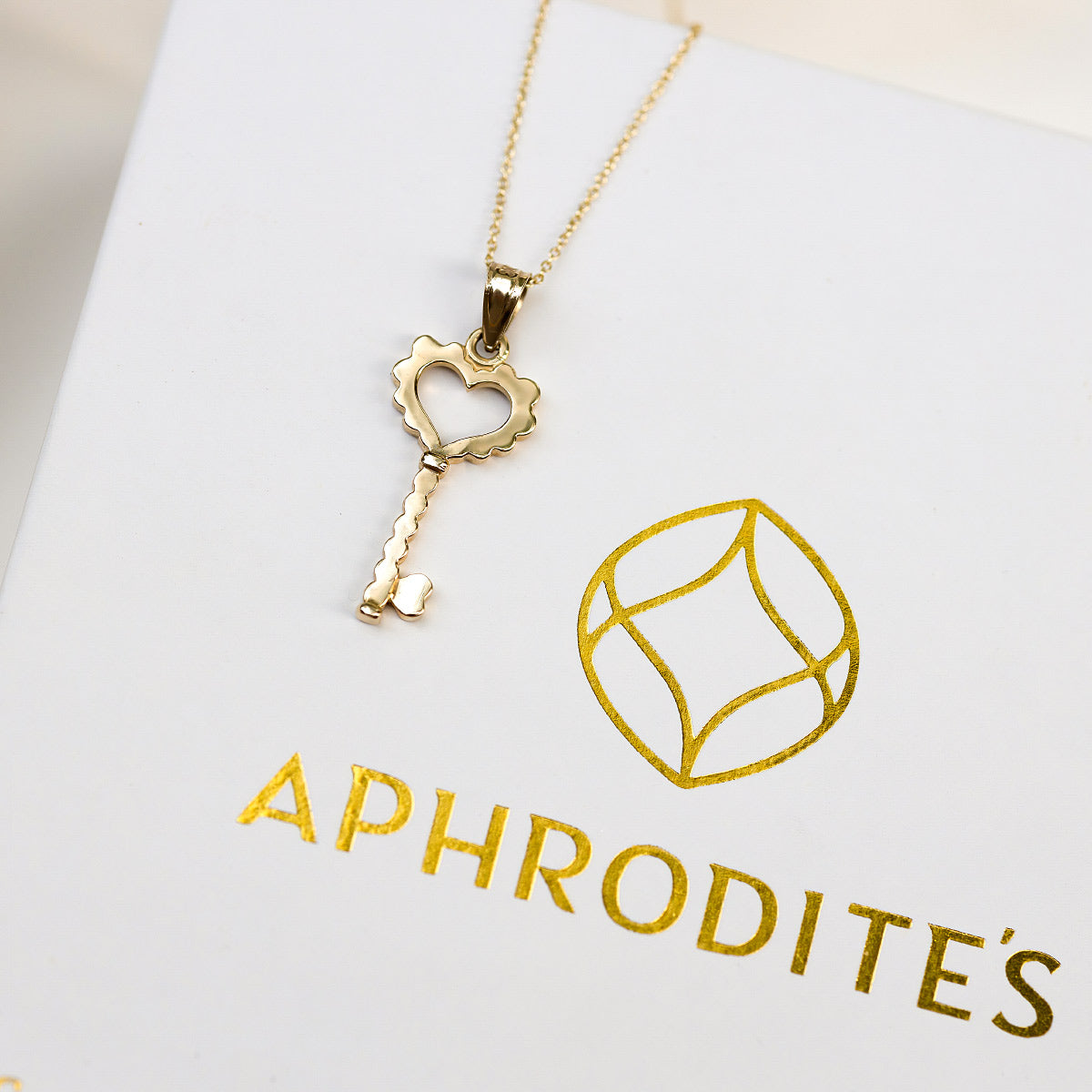 You Hold The Key - Solid Gold Heart Key Necklace Gift Set