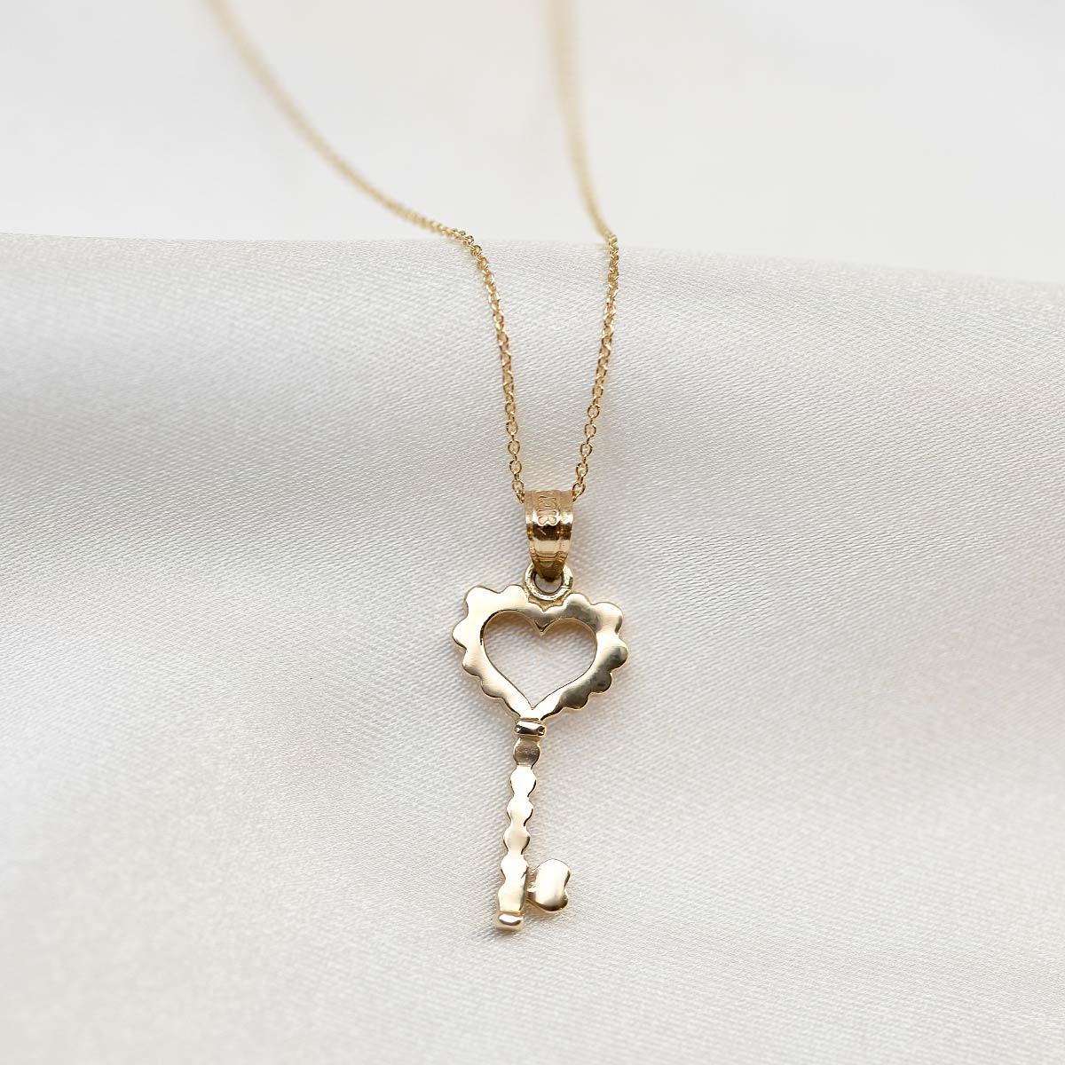 You Hold The Key - Solid Gold Heart Key Necklace Gift Set