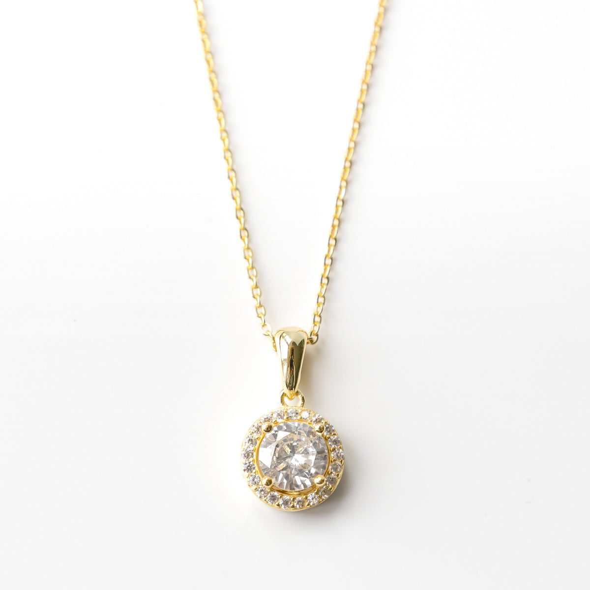 Happy Fifteen Year Anniversary - Classique Sterling Silver Halo Pendant Necklace Gift Set