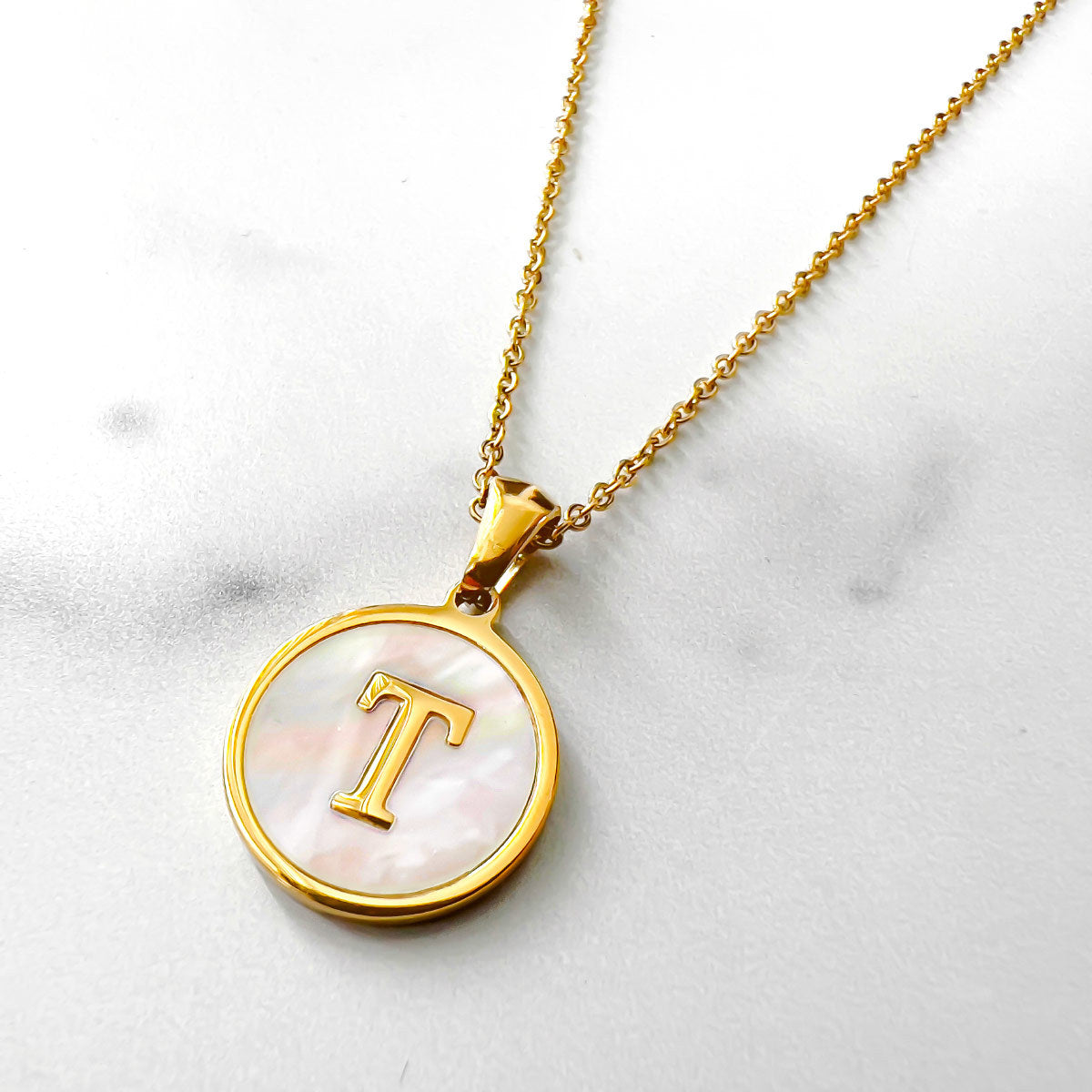 Golden Divinity Medallion Initial Pendant Necklace