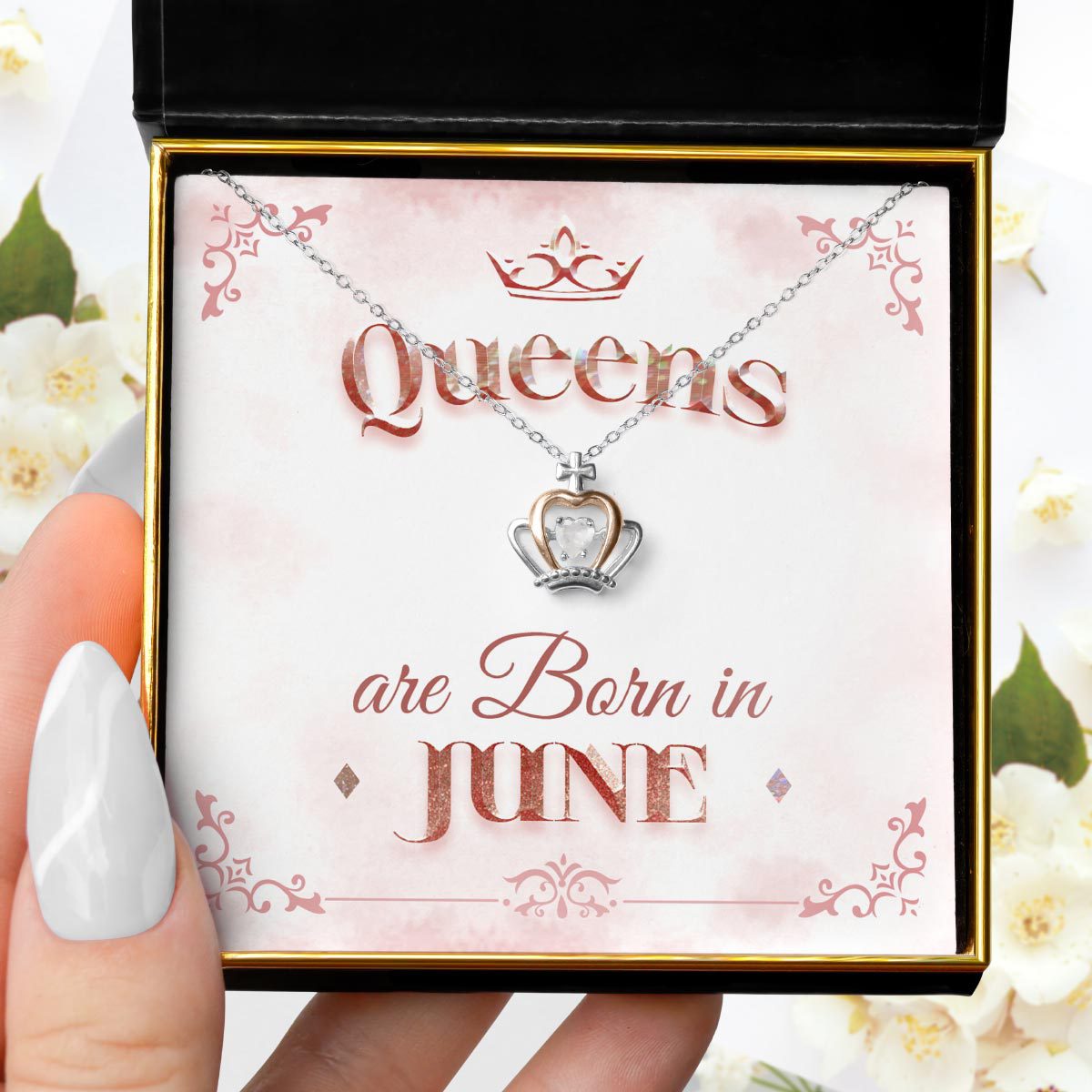 Queens Are Born - Luxe Crown Birthstone Necklace Gift Set