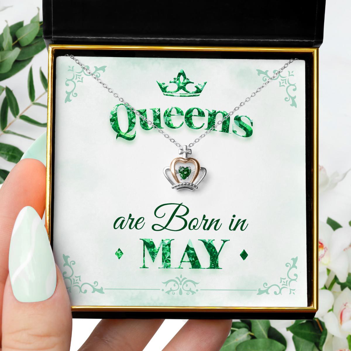 Queens Are Born - Luxe Crown Birthstone Necklace Gift Set