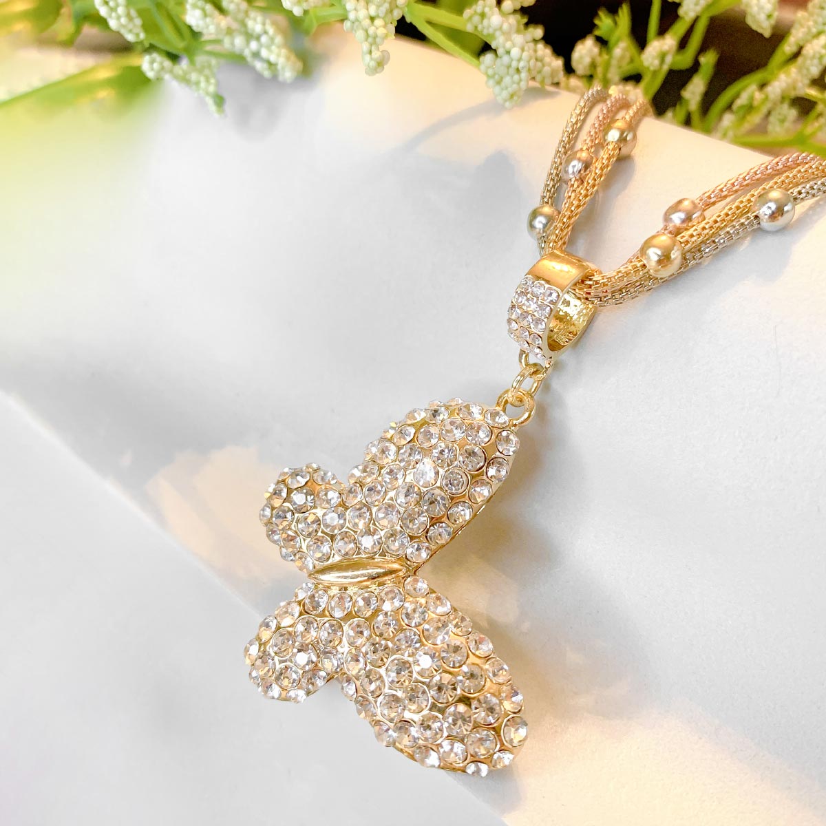 Solid Butterfly Pendant Necklace with FREE Matching Bracelets ($30 Value)