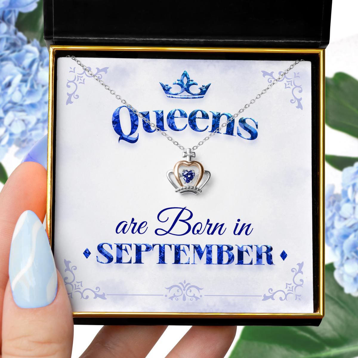 Queens Are Born - Luxe Crown Birthstone Necklace Gift Set