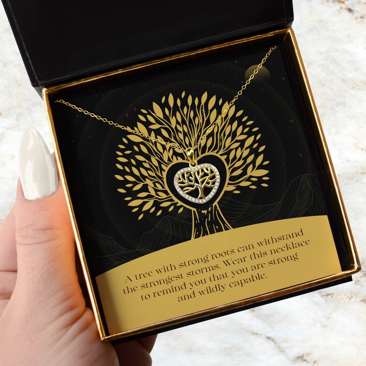 Strong Roots - Tree Of Life Mini Heart Pendant Necklace Gift Set