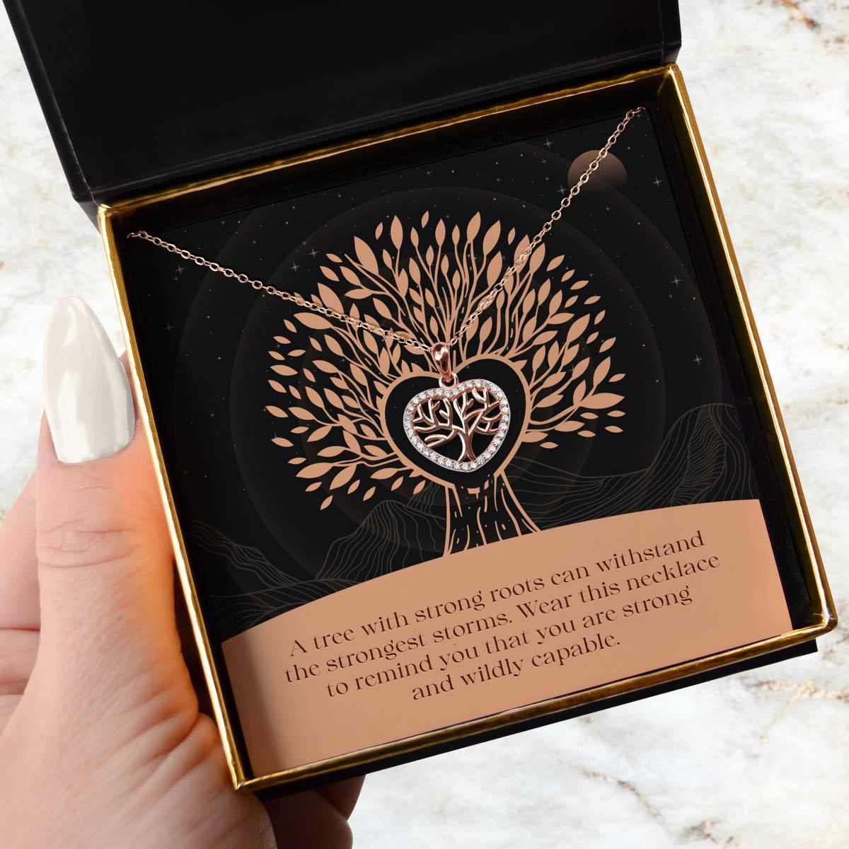 Strong Roots - Tree Of Life Mini Heart Pendant Necklace Gift Set